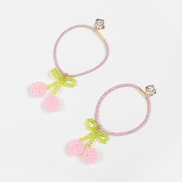 イチゴ・チェリー　ビーズ　ヘアポニー2個セット