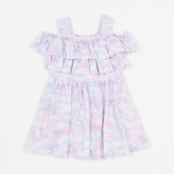 【SWIM】シャボン玉ユニコーン柄　ワンピース水着