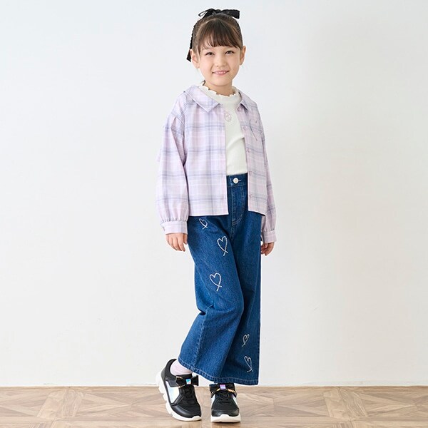 ハートラインストーン　デニムロングパンツ