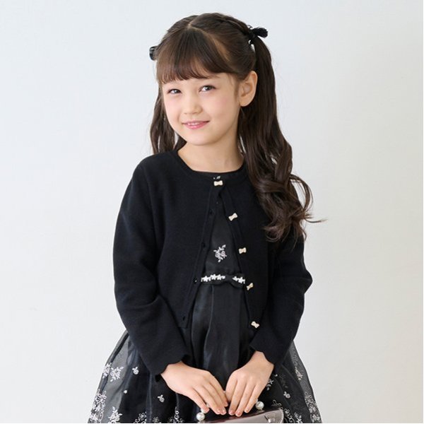 リボンボタン　ニットボレロ