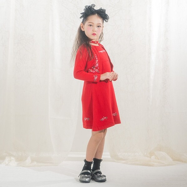 35thビーズ刺しゅうニットワンピース・ボレロ・チョーカーセット