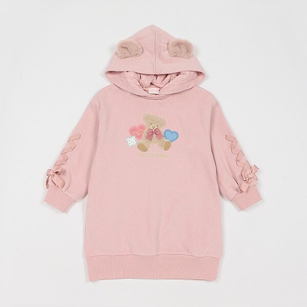 【人気商品再入荷】【直営店で取り扱い無し】クマアップリケ　パーカワンピース