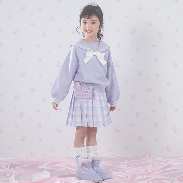 移動ポケットつき　チェックプリーツスカパン