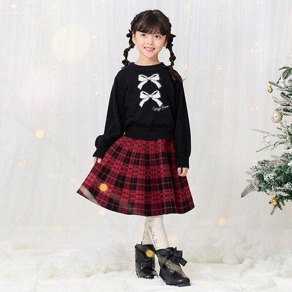 チェックジャガード　ニットスカート