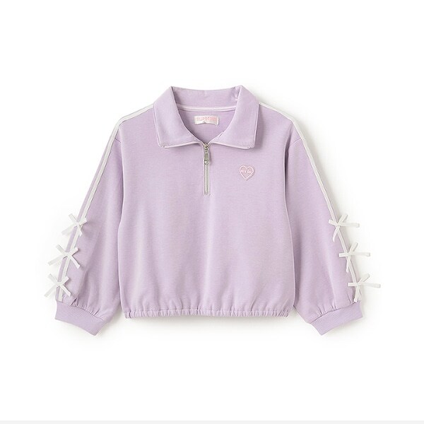 リボンライン　ハーフジップトレーナー