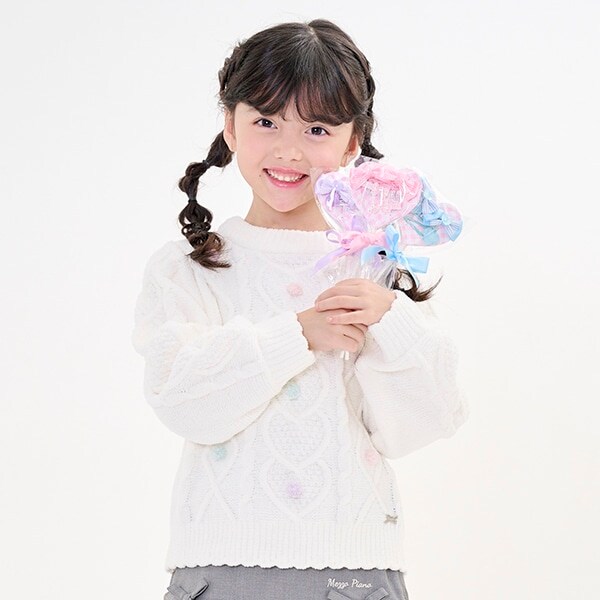 カラフルポンポン　モールニットプルオーバー