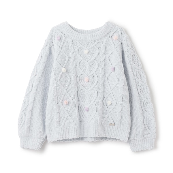 カラフルポンポン　モールニットプルオーバー