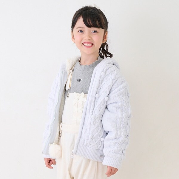 モールニット　裏ボア　ジップパーカ