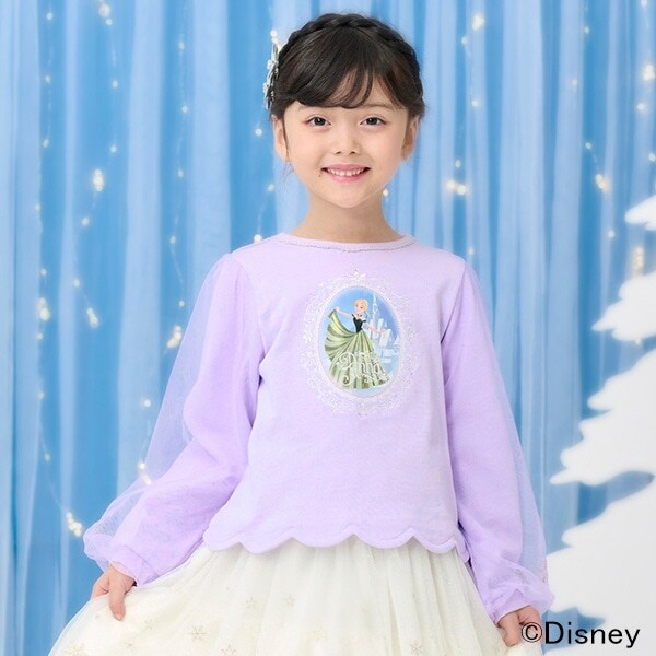 【アナと雪の女王】袖チュール　裾スカラップトレーナー