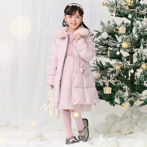 ファー衿つき　ウォッシャブル　ロングダウン