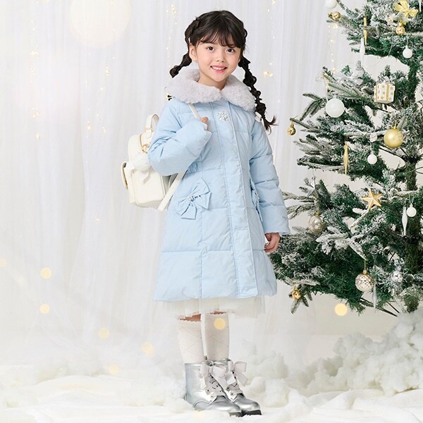 ファー衿つき　ウォッシャブル　ロングダウン