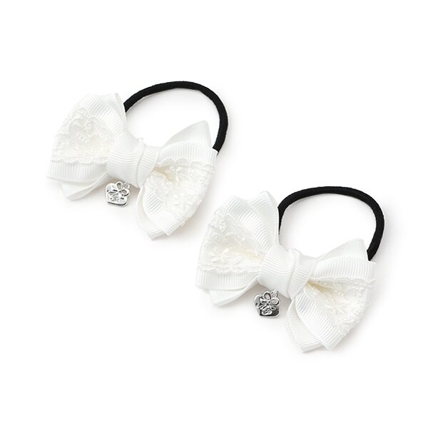 リボンレース　ヘアポニー2個セット