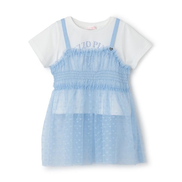 チュールチュニック　レイヤード半袖Tシャツ