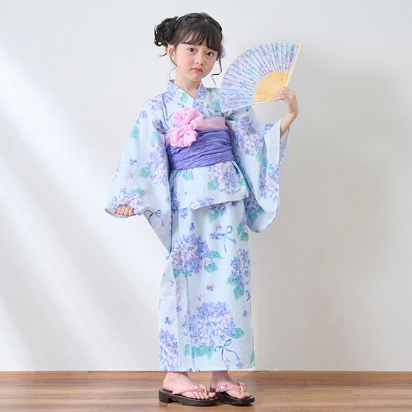 水彩紫陽花柄　浴衣