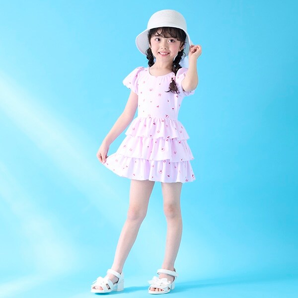 【SWIM】チェリー柄フリル　ワンピース水着