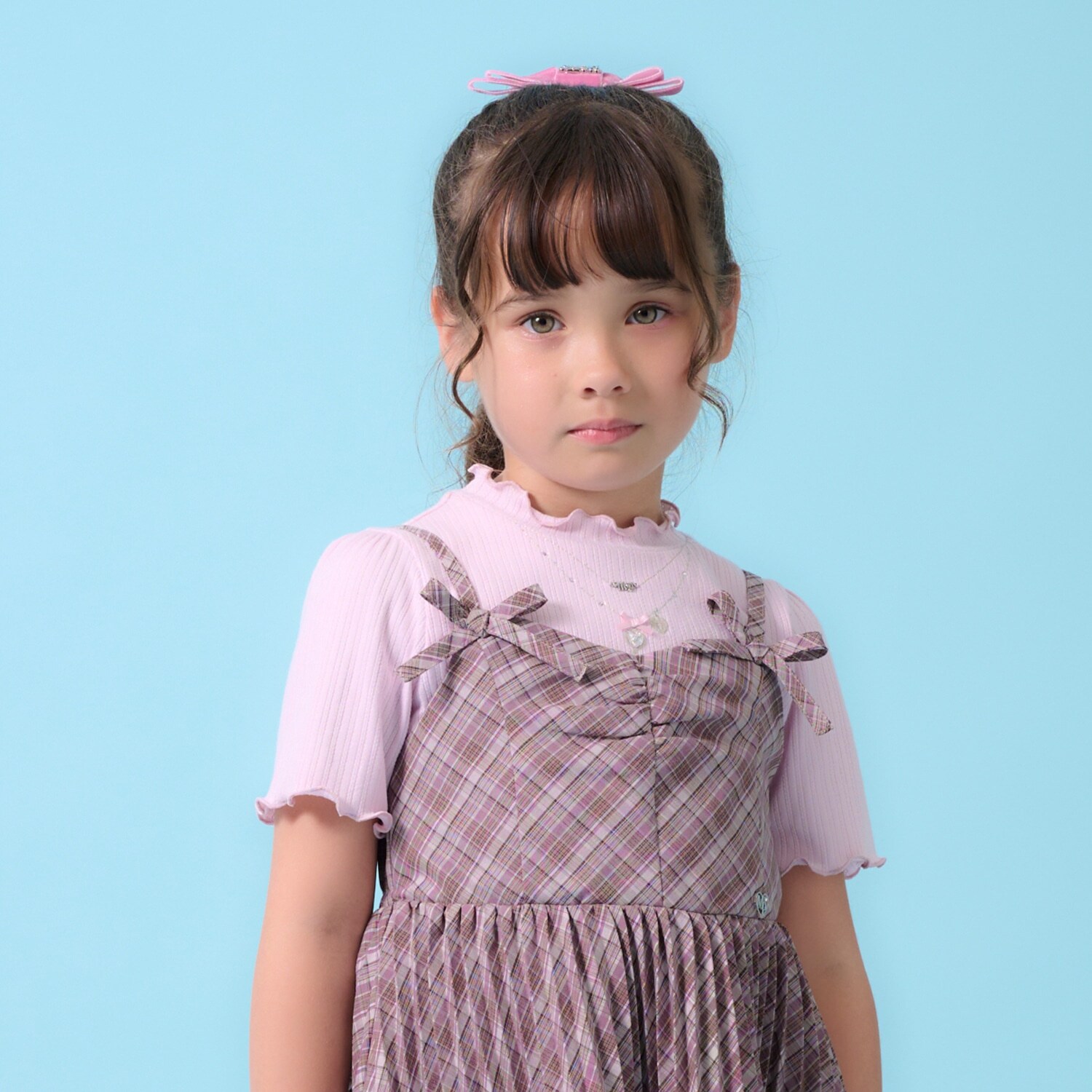 ネックレス刺しゅう　テレコ半袖Tシャツ