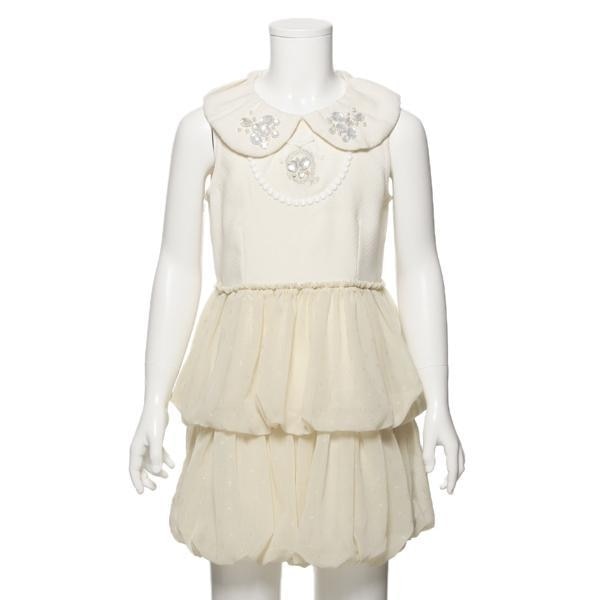 ビジュー襟つきワンピース