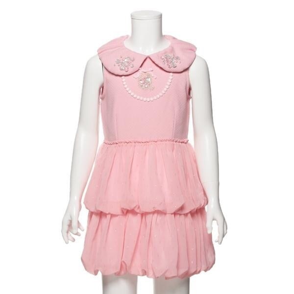 ビジュー襟つきワンピース