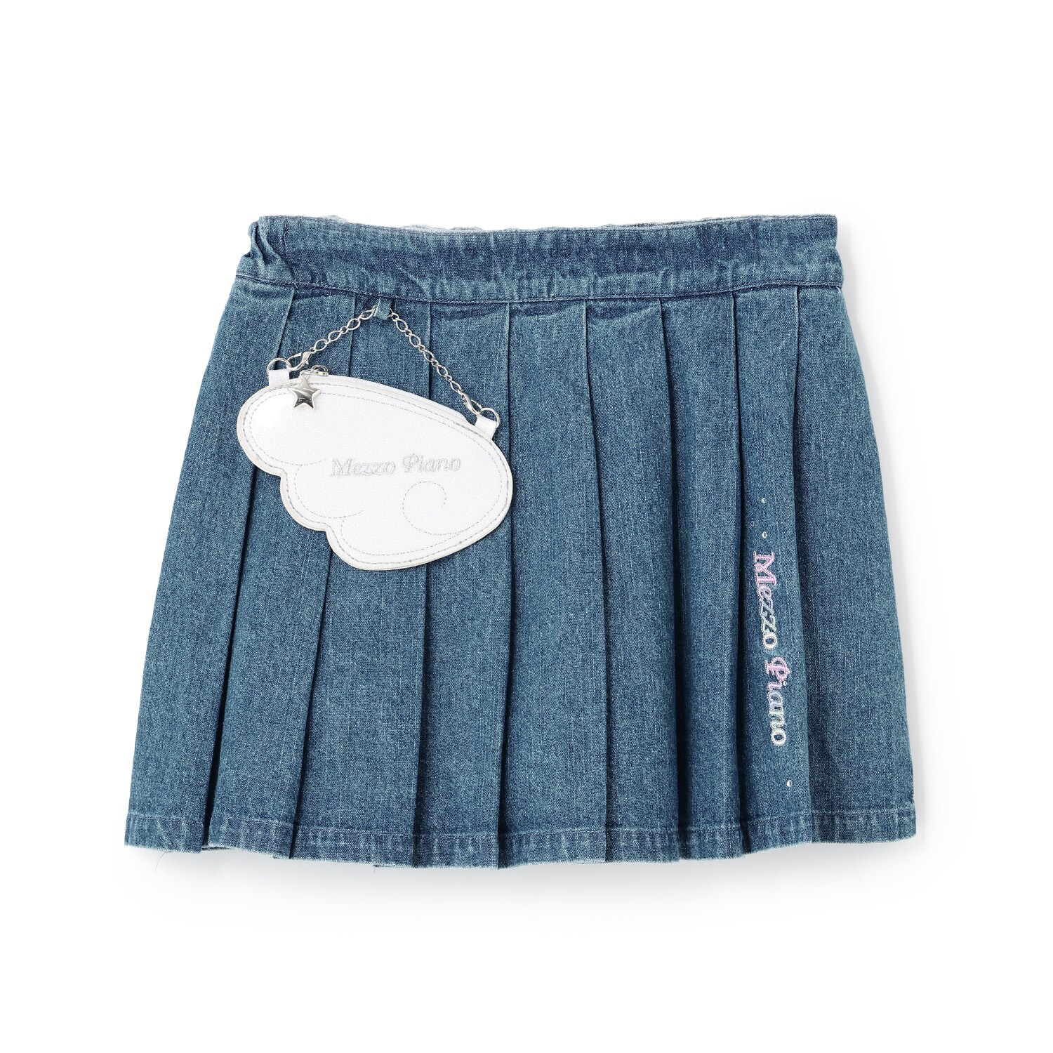 エンジェルポーチつき　チェック・デニム　プリーツスカパン