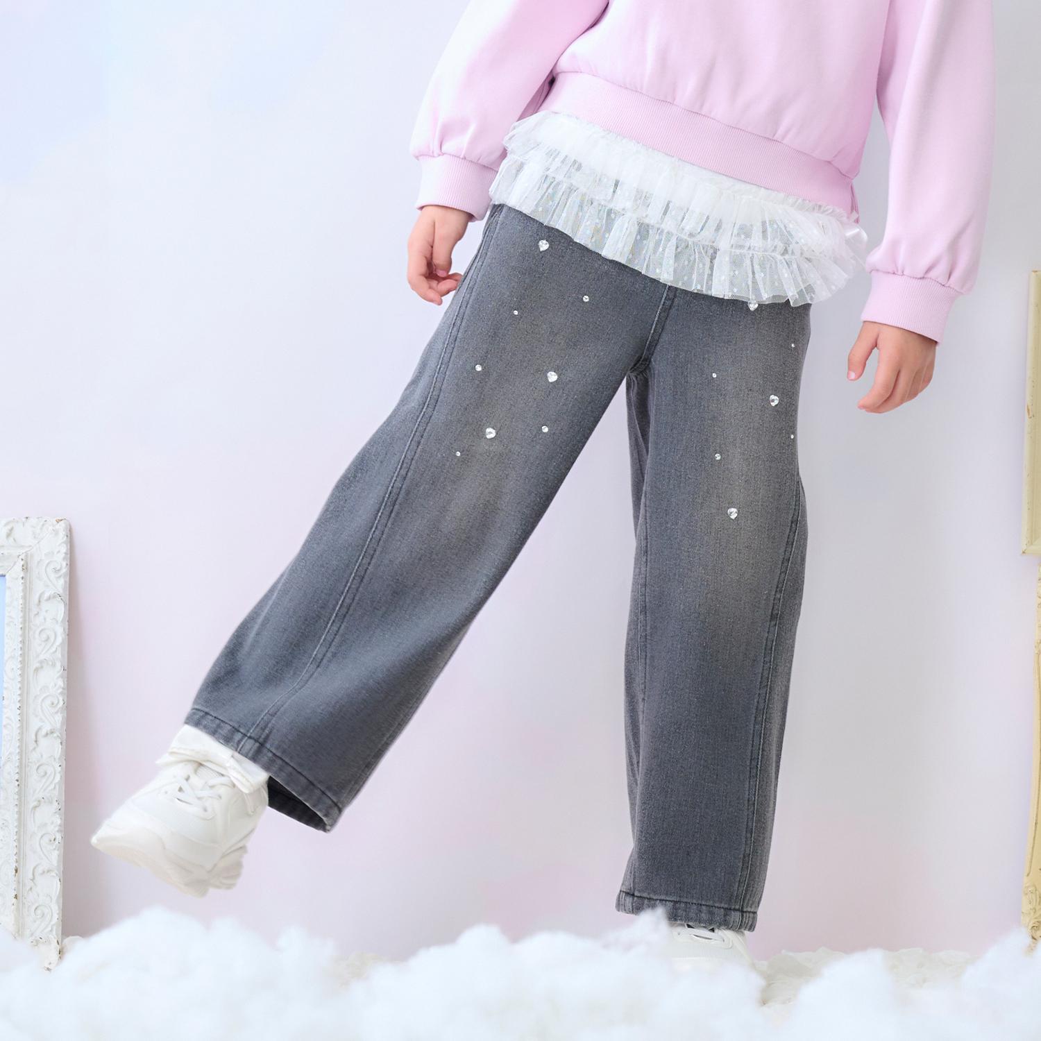 キラキラデニム・ツイル　ワイドパンツ