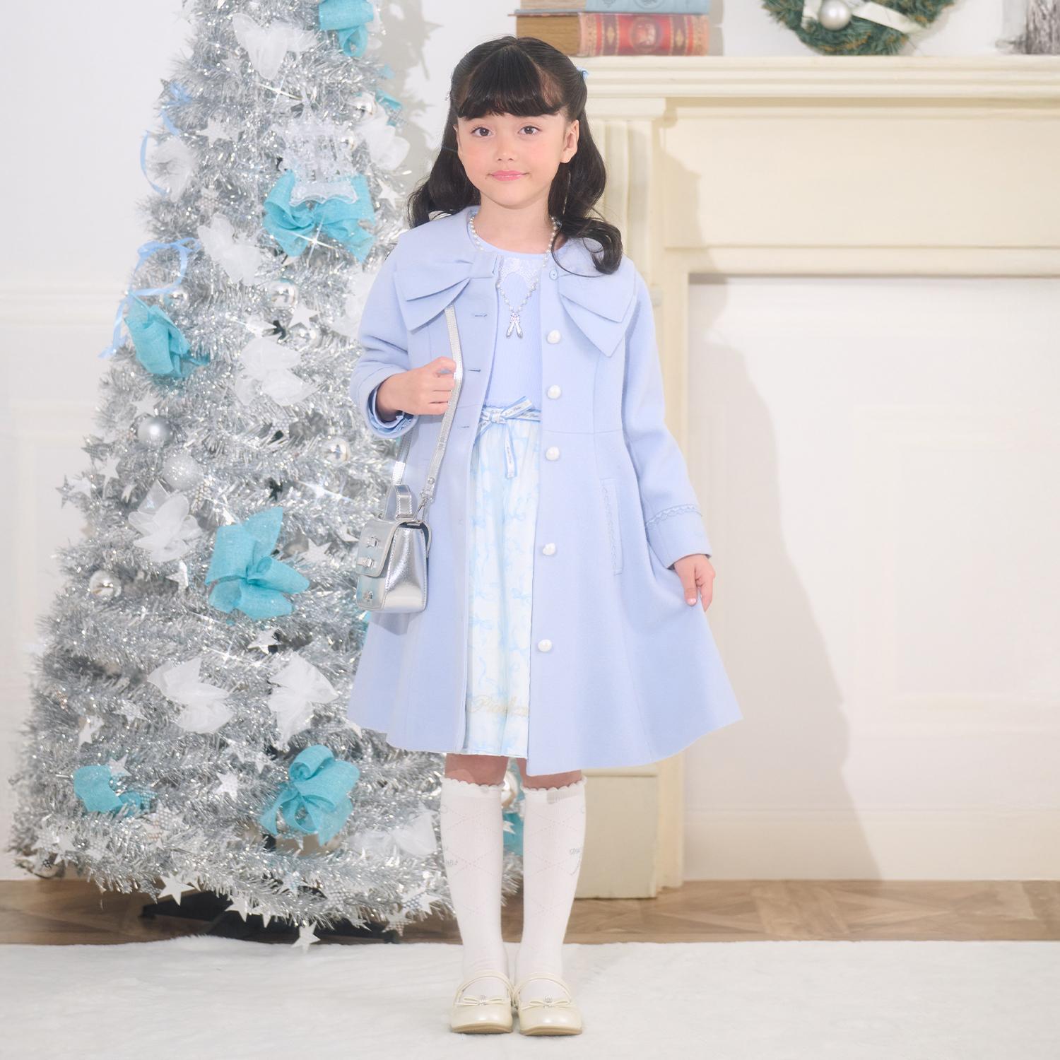 リボンカラー　ウールコート