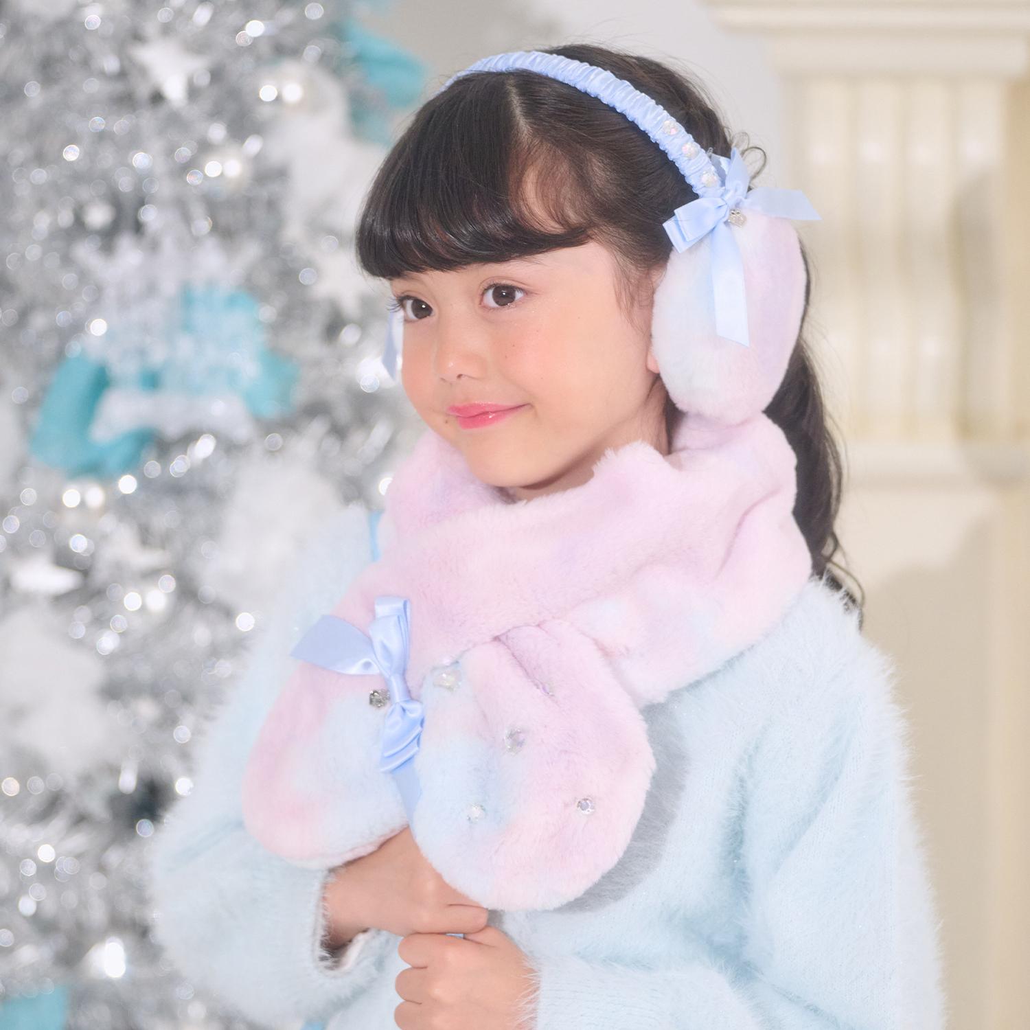 リボン　フェイクファーマフラー