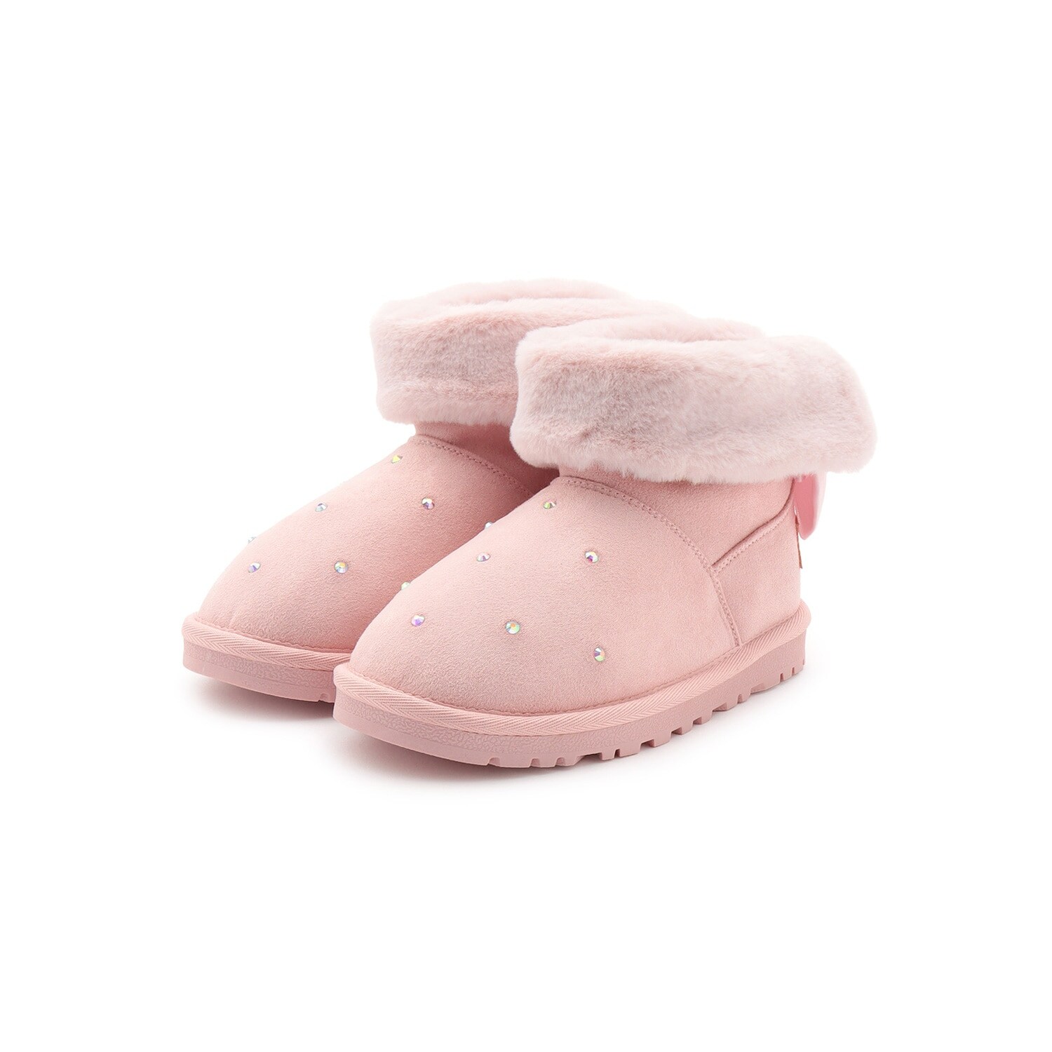 ラインストーン　ムートン風ショートブーツ