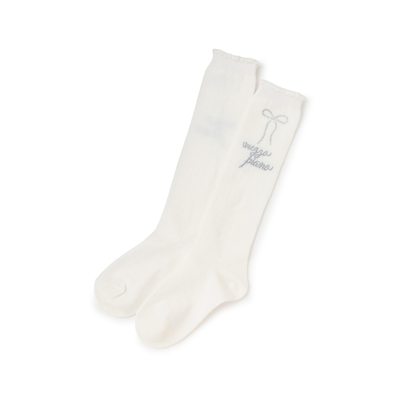 ラインストーンつき　ダイヤ柄ハイソックス