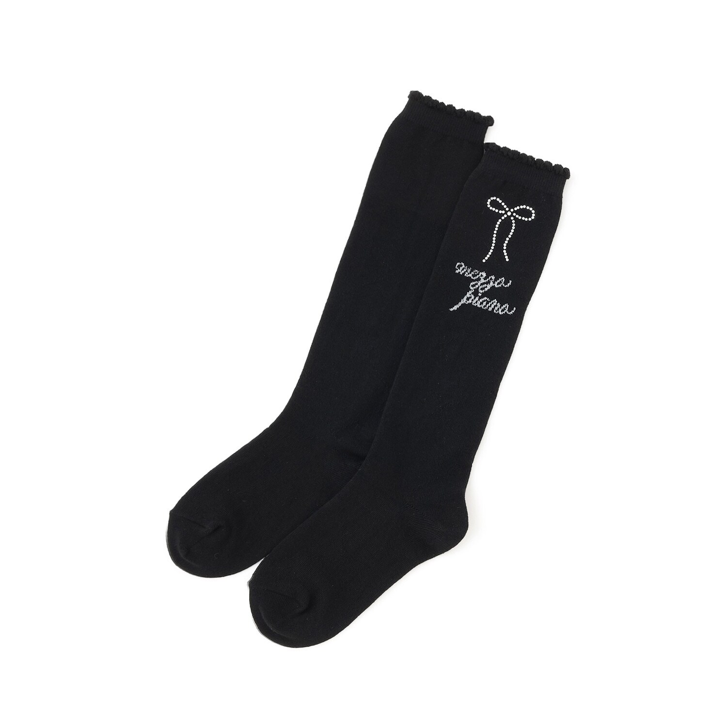 ラインストーンつき　ダイヤ柄ハイソックス