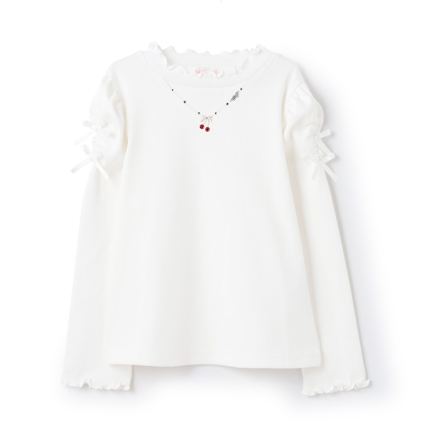 ネックレス刺しゅう　プチハイネック　長袖Tシャツ