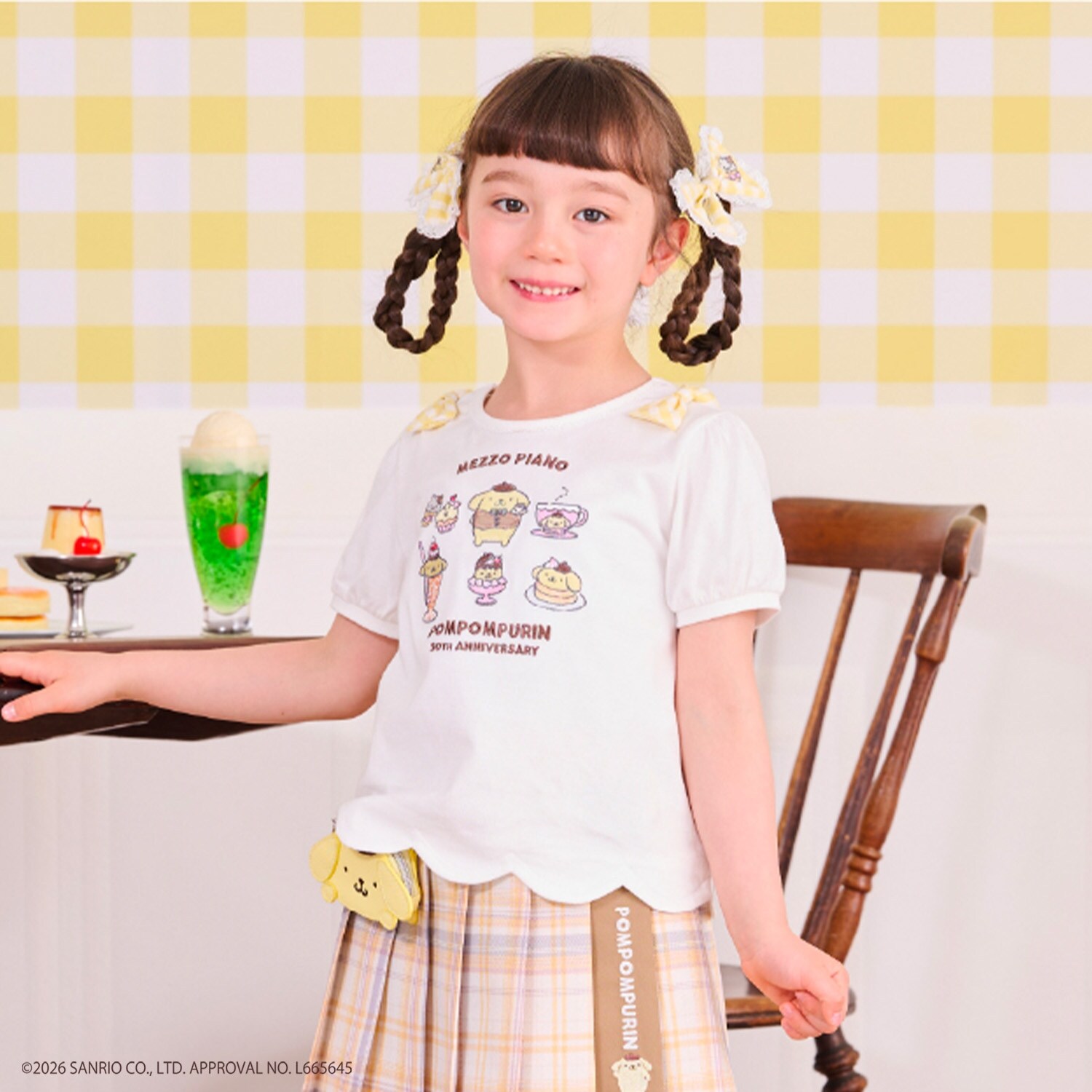 【ポムポムプリン】裾スカラップ　パフスリーブTシャツ