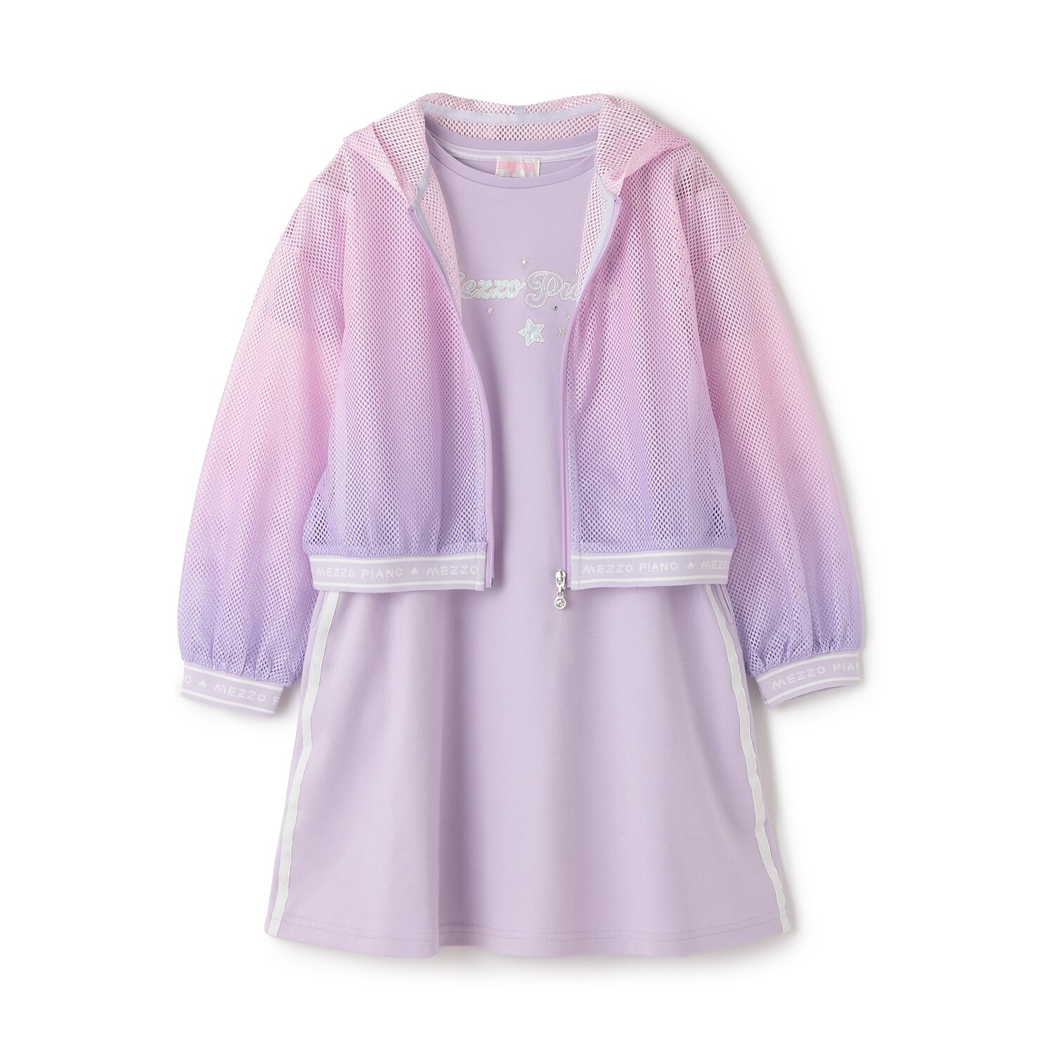 メッシュZIPパーカ　＆肩開きカットワンピースセット