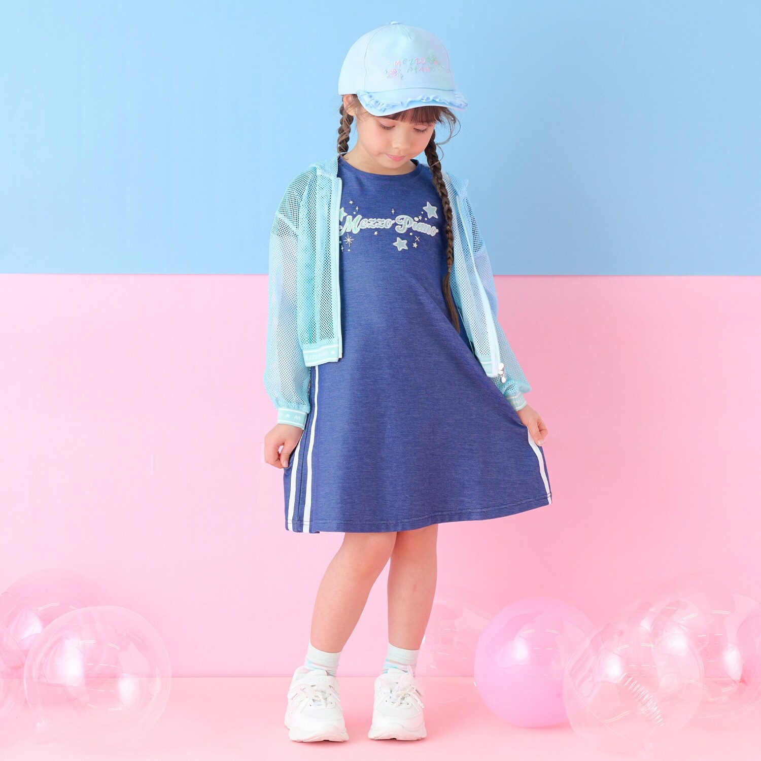 メッシュZIPパーカ　＆肩開きカットワンピースセット