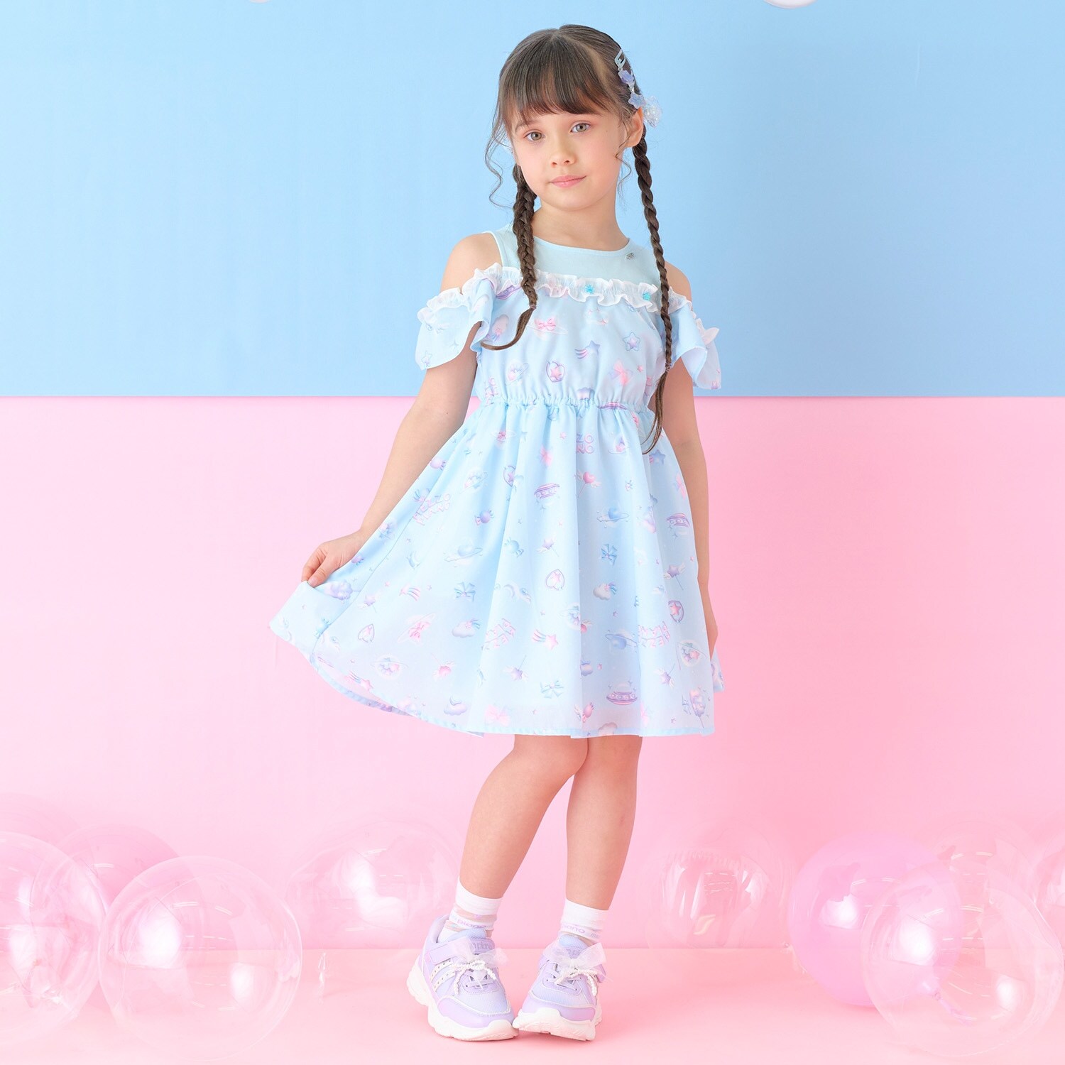 プラネット柄　ドッキングワンピース