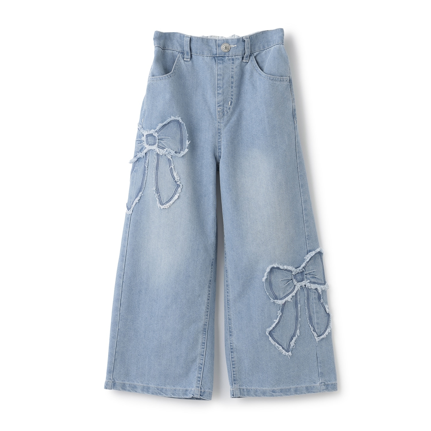 リボンアップリケ　デニムパンツ