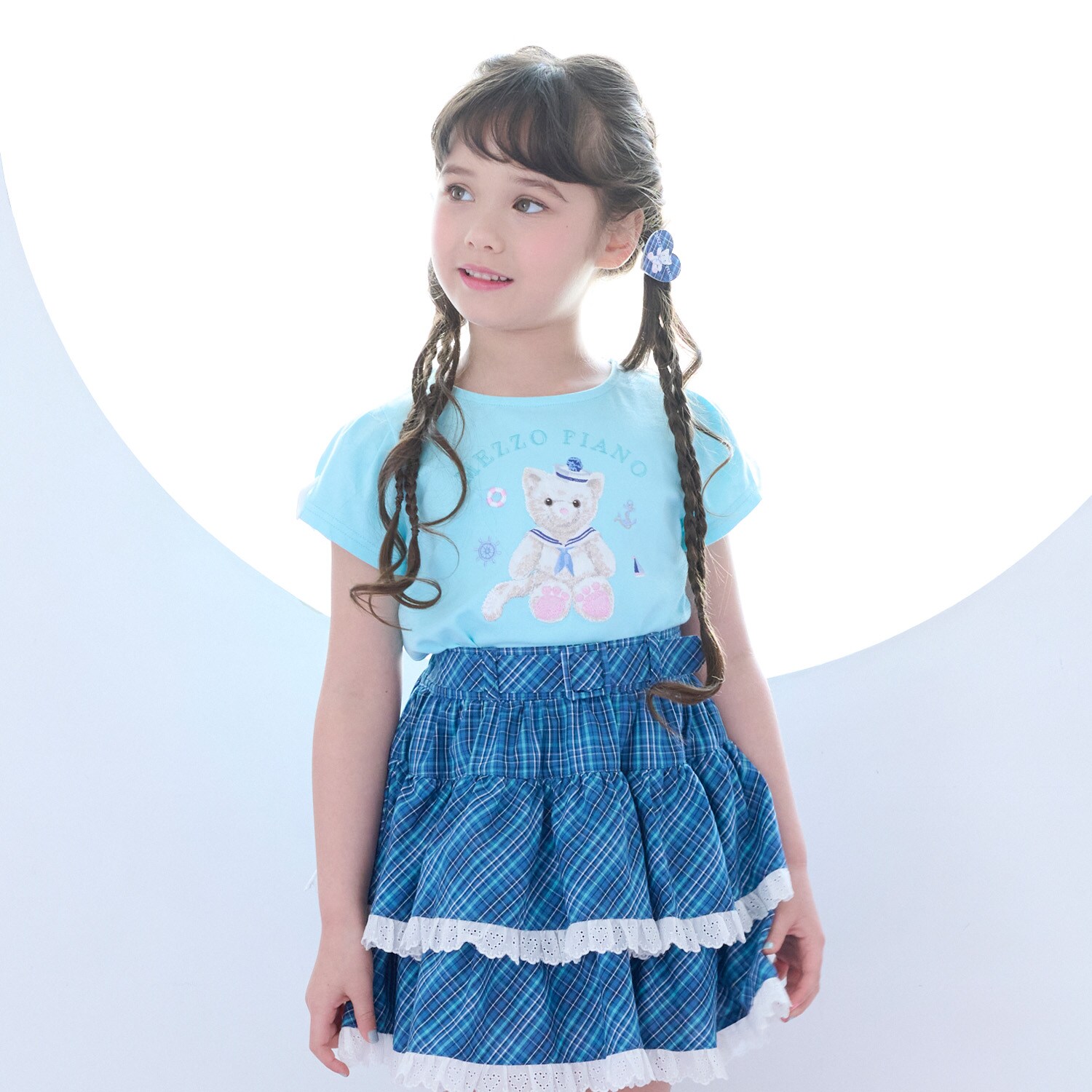 ウサギ・ネコ　マリン半袖Tシャツ