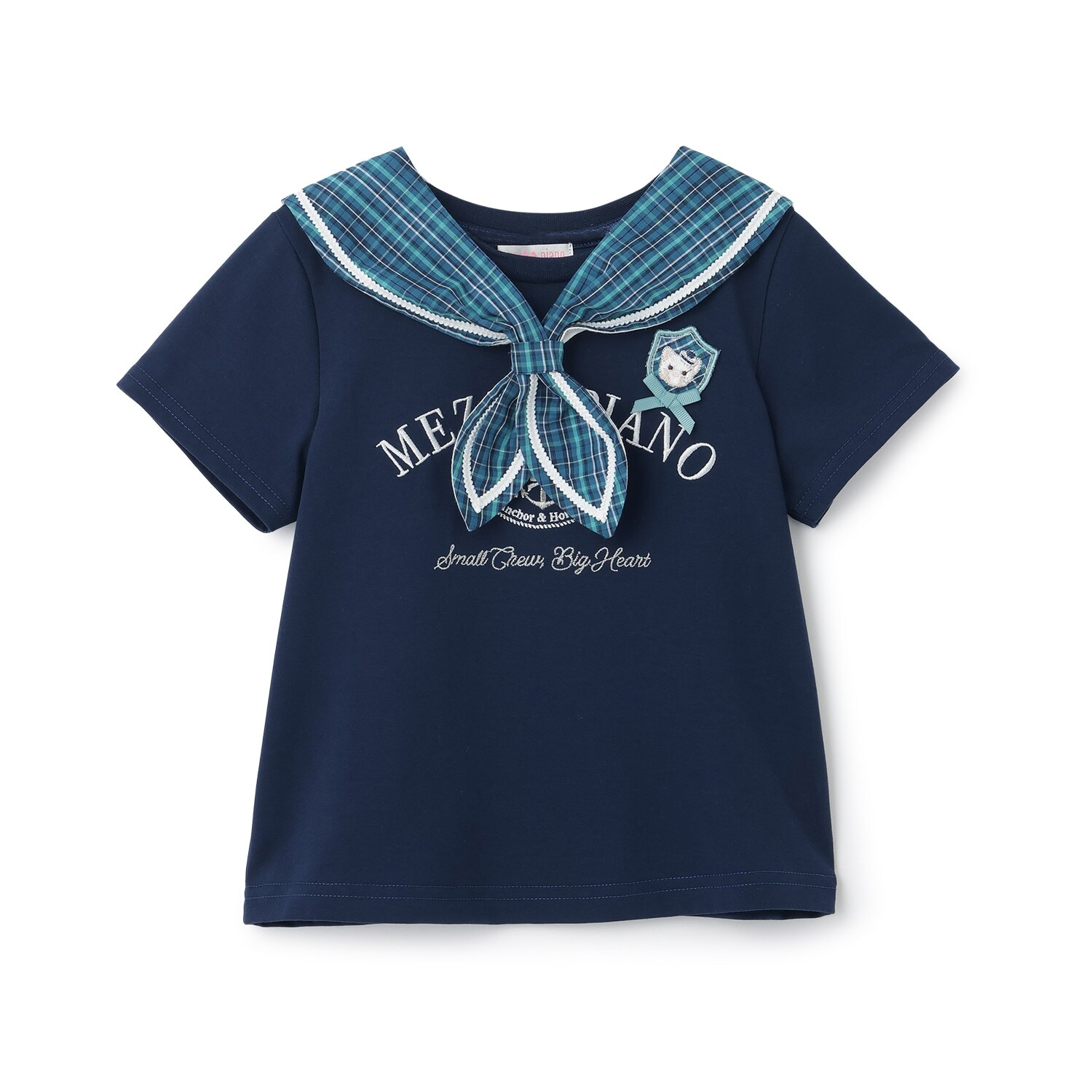 チェックセーラー衿つき　半袖Tシャツ