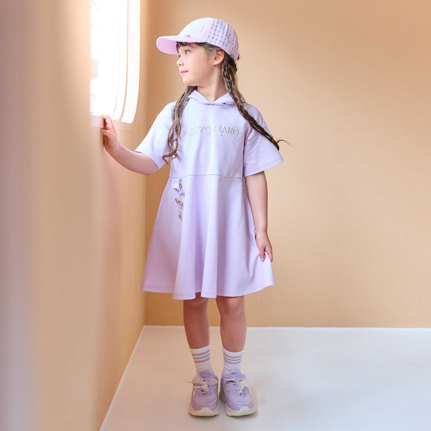 チャームつき　どうぶつ耳　半袖パーカワンピース