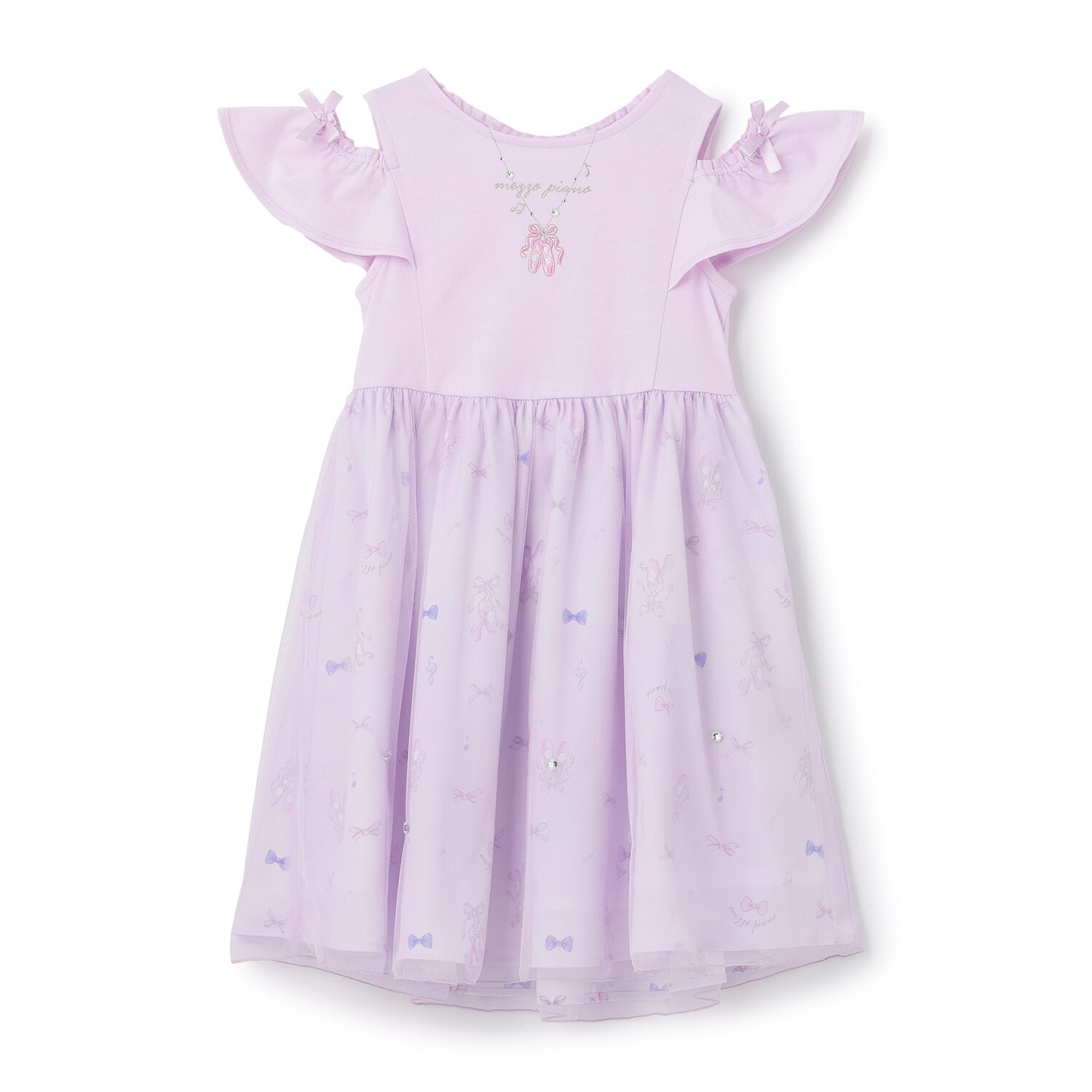 バレエ総柄　チュールドッキングワンピース