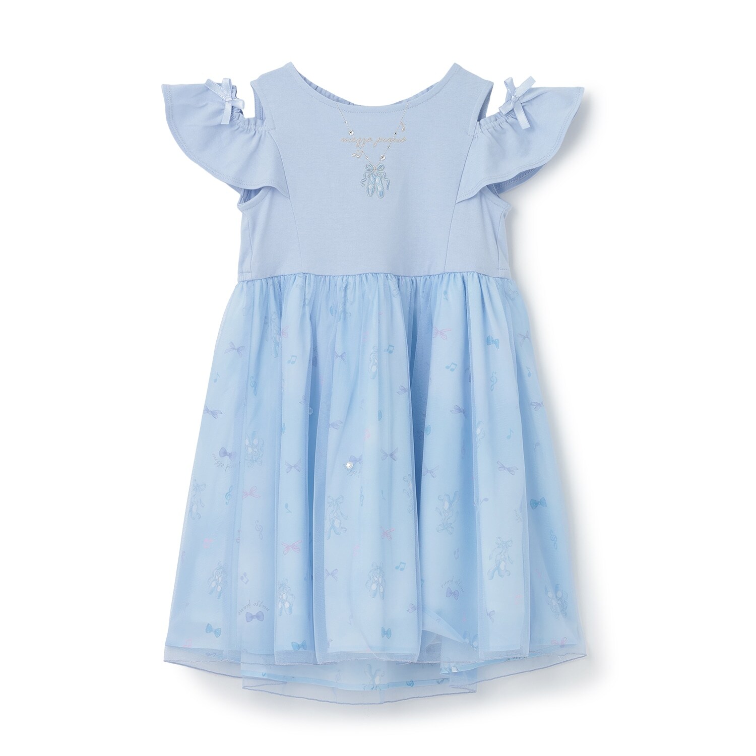 バレエ総柄　チュールドッキングワンピース