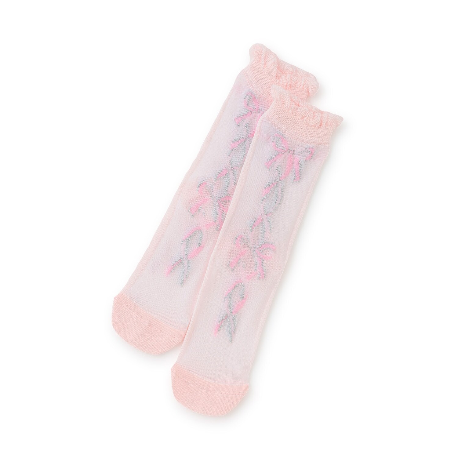 レースアップリボン　透かし柄ソックス【日本製】