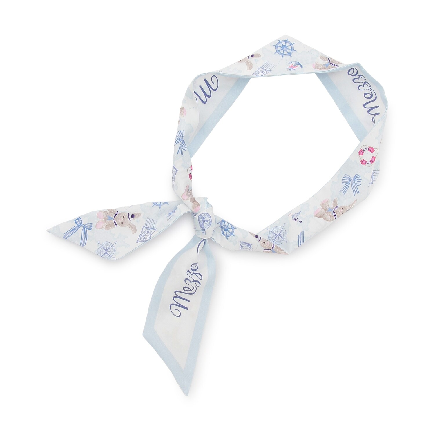 ウサギ・ネコ　航海柄　スカーフリボン