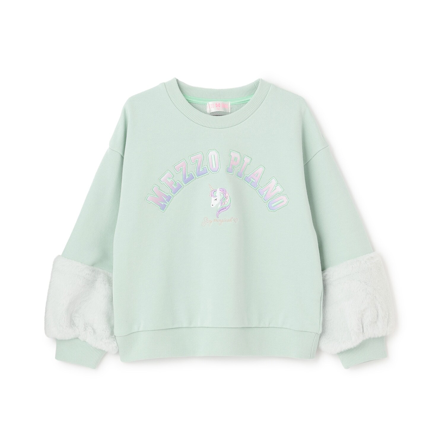 【人気商品再入荷】【直営店で取り扱い無し】どうぶつロゴ　ファー袖トレーナー