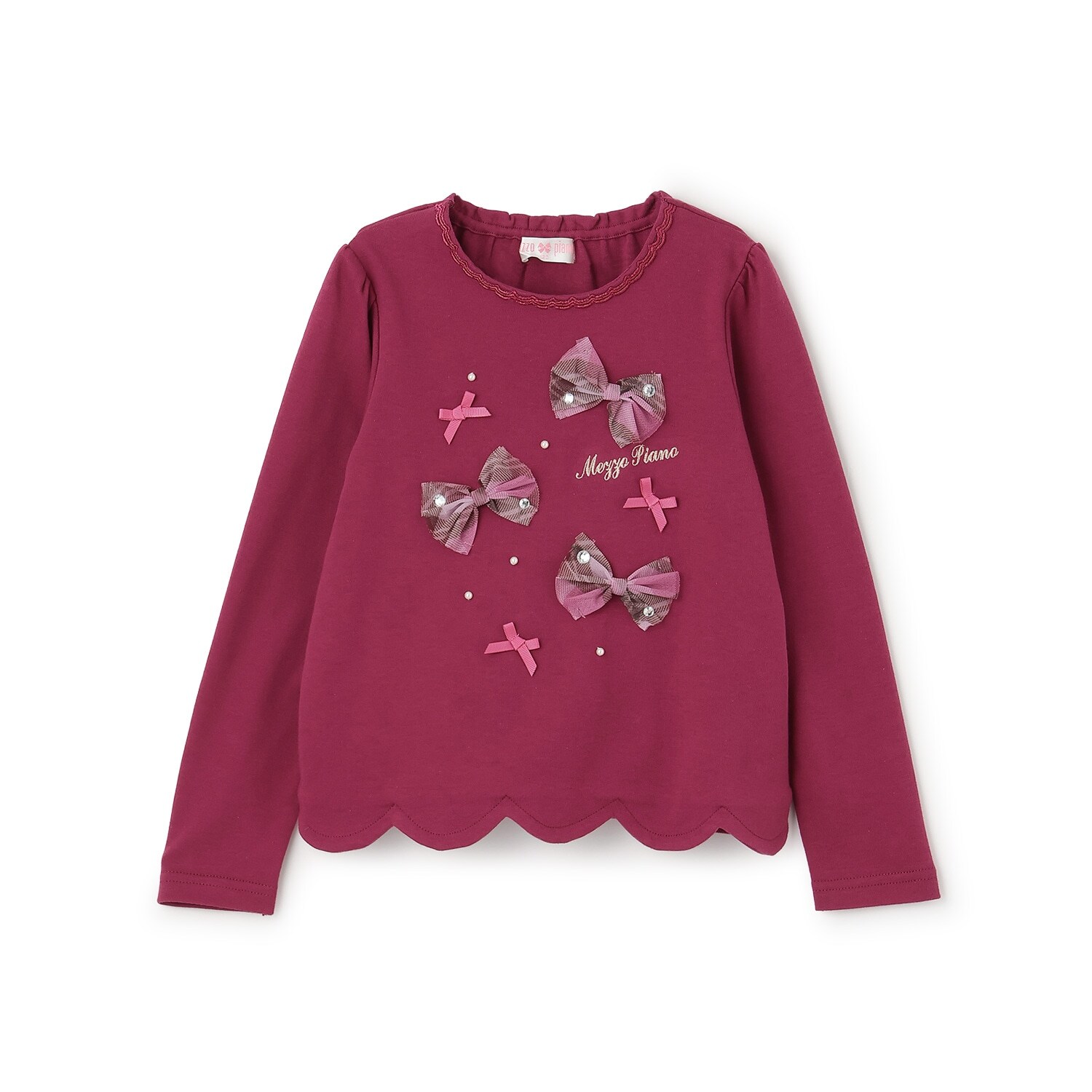 【人気商品再入荷】【直営店で取り扱い無し】チェックリボンいっぱい　長袖Tシャツ