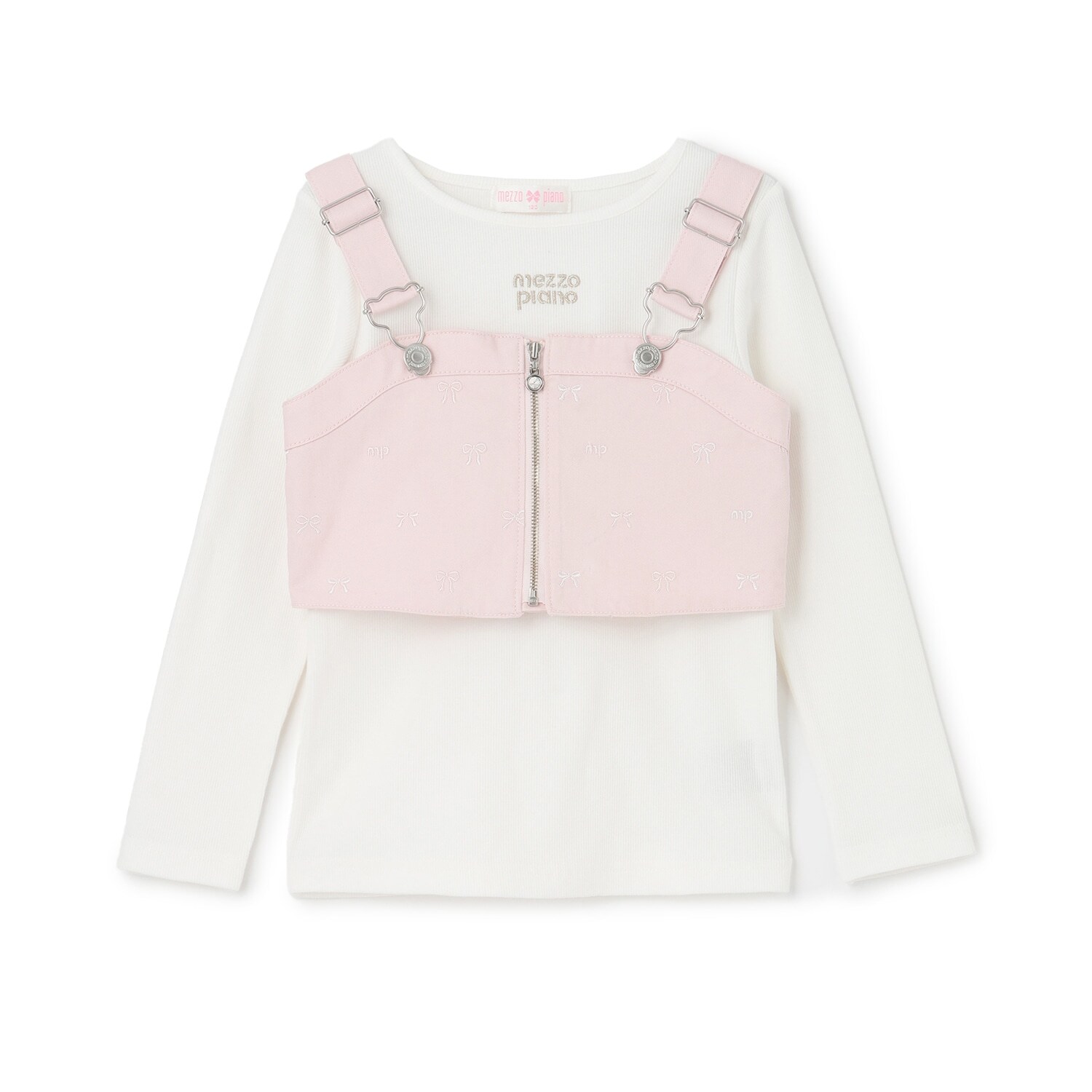 【人気商品再入荷】【直営店で取り扱い無し】リボン刺しゅうビスチェ＆長袖Tシャツセット