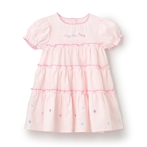 【人気商品再入荷】【直営店で取り扱い無し】キャンディ刺しゅう　半袖ティアードワンピース