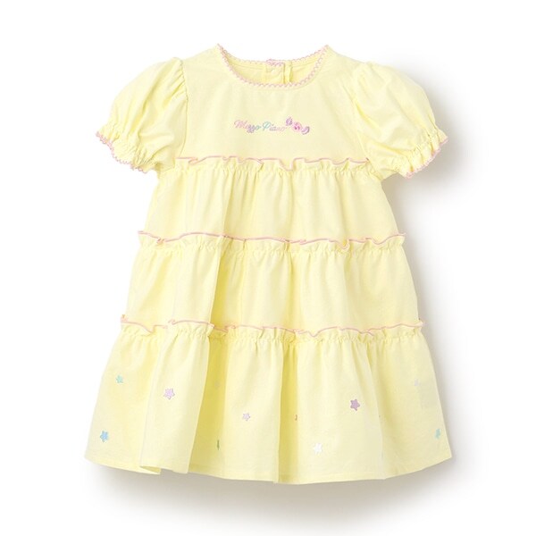 【人気商品再入荷】【直営店で取り扱い無し】キャンディ刺しゅう　半袖ティアードワンピース