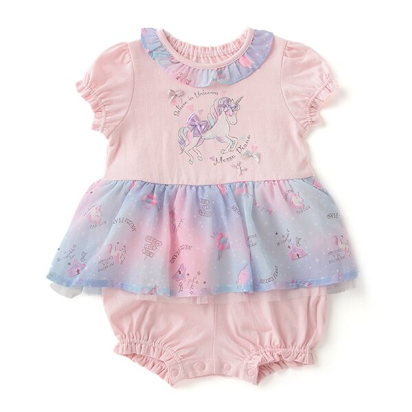 ミルキーウェイ柄フリル切り替えロンパース