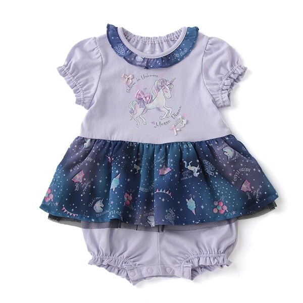 ミルキーウェイ柄フリル切り替えロンパース