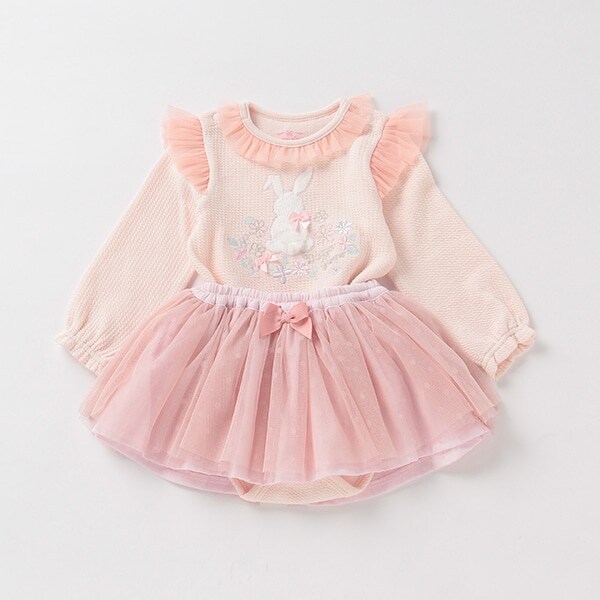 チュールフリルウサギさんロンパース×スカートセット